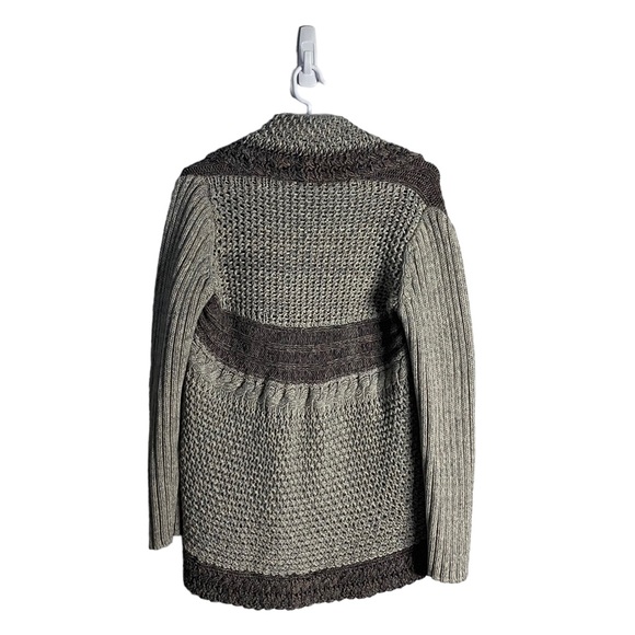 Cabi Women's Gray Boho Cable Knit Open Front Long Sleeve Cardigan - Picture 8 of 8